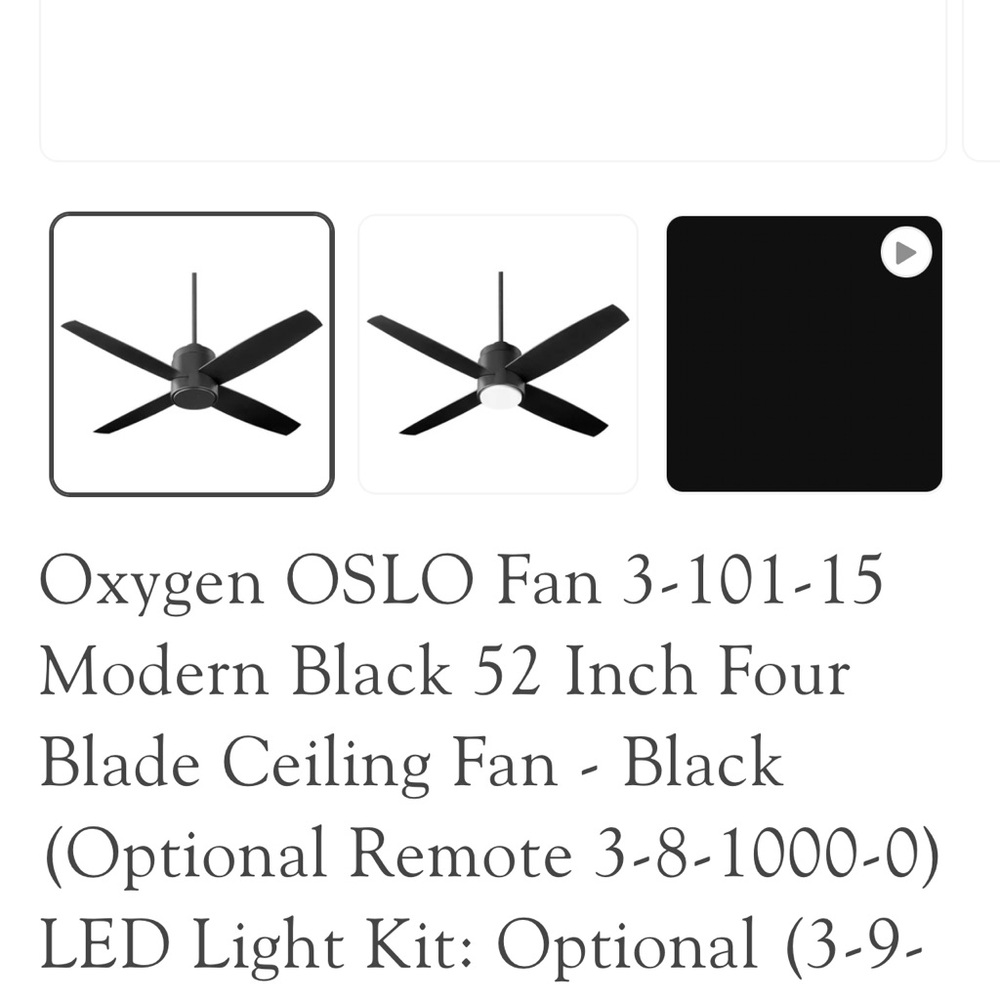 Oxygen OSLO Black Ceiling Fan